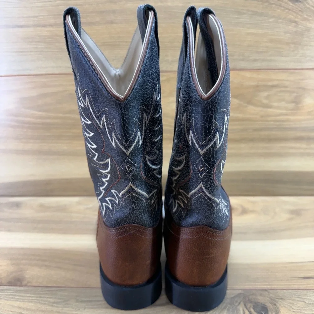 Cody James Boys Western Boots 2 D Brown Square Toe Embroidered Cowboy Rodeo